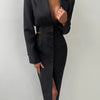 TWOTWINSTYLE Solid Hollow Out Patchwork Belt Blazers For Women Notched Collar Long Sleeve Spliced Single Breasted Blazer Female