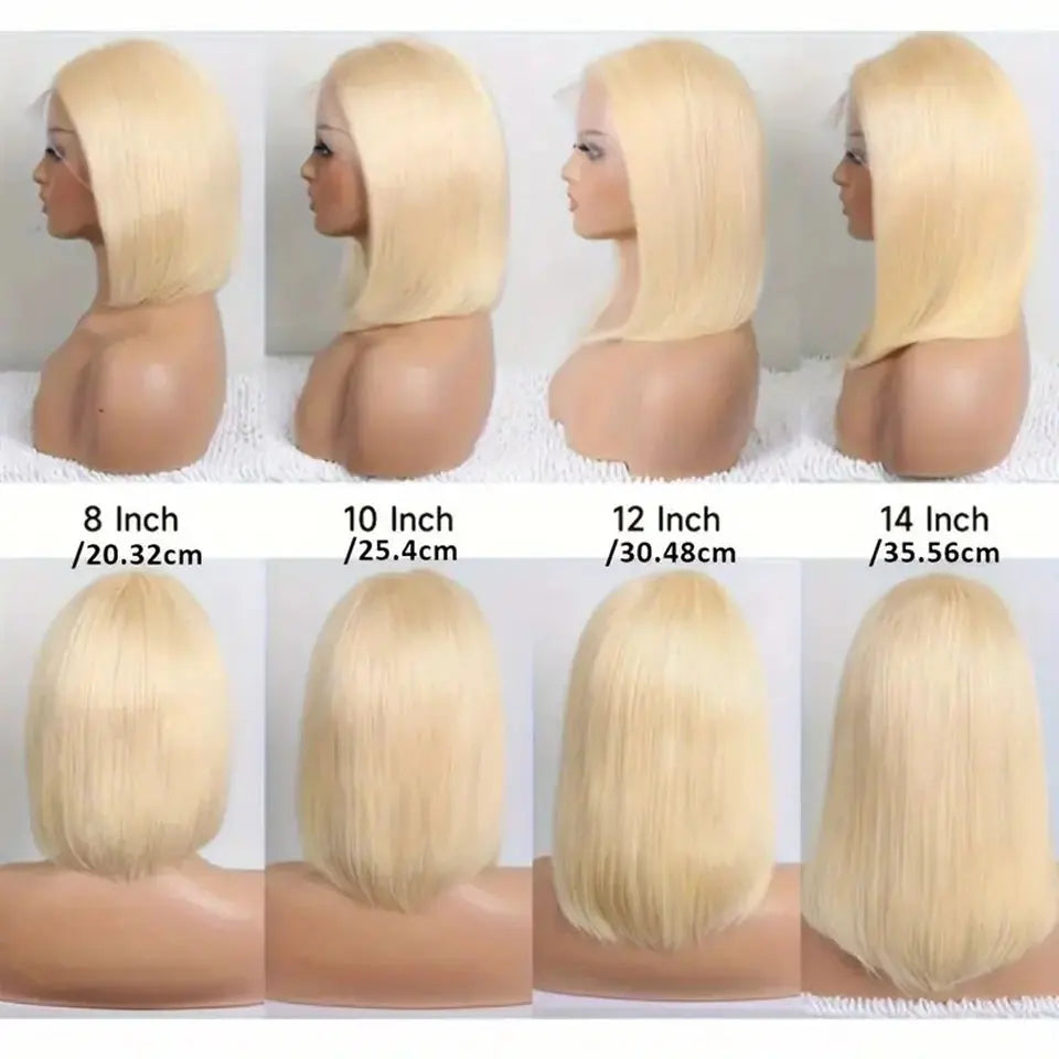 613 Blonde Bob Wig Human Hair 13x4 Transparent Lace Front Wigs Human Hair Pre Plucked with Baby Hair 8-16 Inch Short Bob Wigs