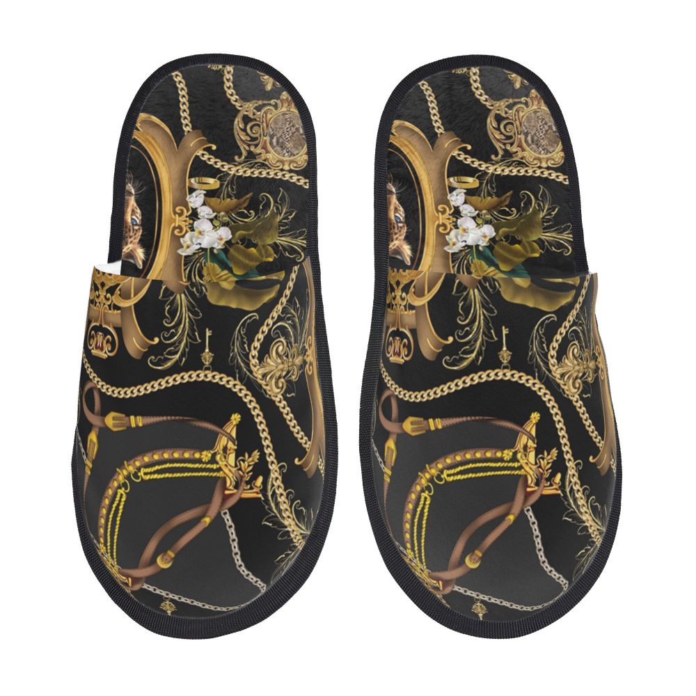 Custom Queen Of Absolutely Everything Gold Baroque Soft Memory Foam House Slippers Women Comfy Warm Anti-skid Sole Slipper