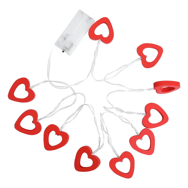 10 LED Love Heart String Lights Valentine's Day Decoration Garland Led Fairy Lights Wedding Birthday Party Decor Supplies Props