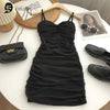 Dresses Women Sexy Club Shirring Design Summer Leisure Lady Mini  Straps Dress