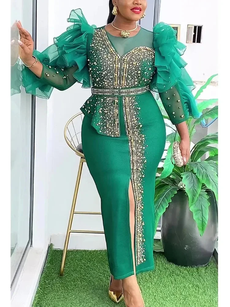 Elegant African Dresses for Women 2025 New Africa Clothing Plus Size Turkey Wedding Party Long Dress Dashiki Ankara Outfits Robe