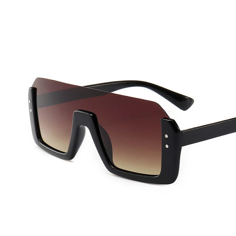 New style men's and women's sunglasses Fashion multi-color large frame square round face retro integrated glasses