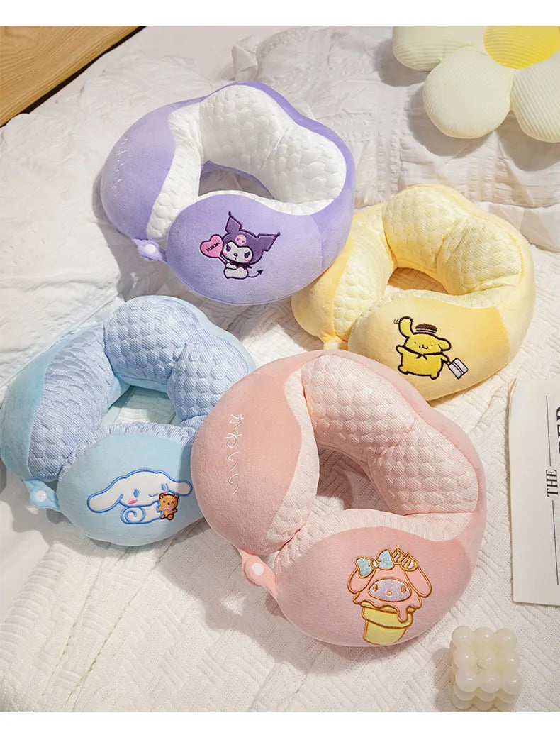 Lovely Kuromi My Melody U-shaped Neck Pillow Kawaii Japanese Style Cinnamoroll Travel Nap Pillow Skin Friendly Thickened Girl