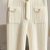 2025 New Bottoms Fashion Flare Pants for Women High Waist Slim Fit Knitted Trousers Korean Casual Pantalon Femme Y2k Clothing
