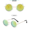 New Children's Circle Form Sunglasses Girl Decorative Pearl Frame Fashion Sun Glasses Cute Baby Outdoor Sunshade Eyewear UV400
