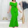 Elegant Dresses for Women One Shoulder Sleeveless Ruffles Mermaid Floor Length Luxury Birthday Party Dinner Vestidos Mujer Dress