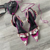 2024 Luxury Rhinestone Pointed Sandals Prom Super High Heel Sandals Slim Heel Dress Show Sandals Oversized 34-43 Women's Shoes