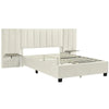 Queen Size Upholstered Platform Bed Velvet Fabric Big Headboard Wooden Frame Bedroom Storage Slat Support No Box Spring Needed
