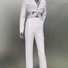 2024 New Arrival Black White Women Long Sleeve Sexy V-Neck Bodycon Bandage Set Shinning Crystal Nightclub Party Women's Set