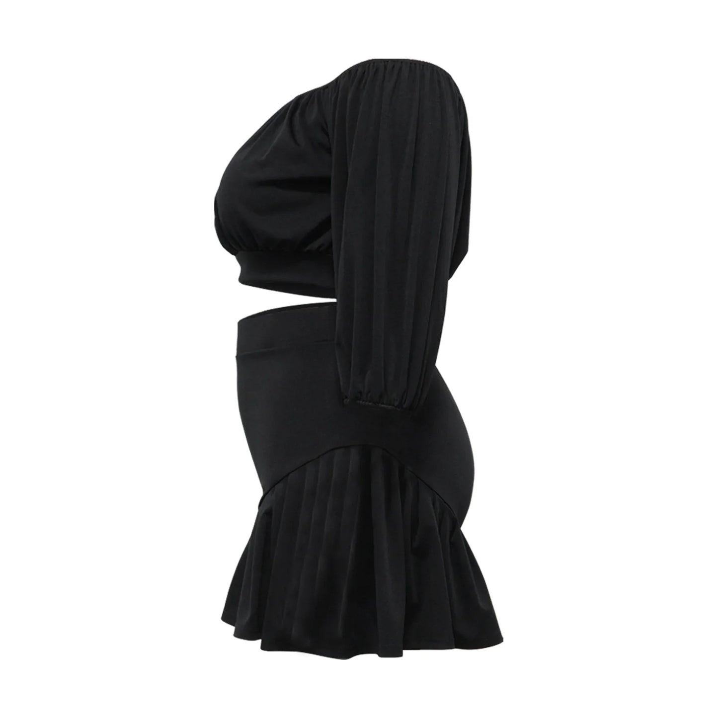Customized Plus Size Women's Set Long Sleeve Slash Neck T-Shirt and Shorts 2025 Summer Ruched Two 2 Piece Set Outfits Tracksuit
