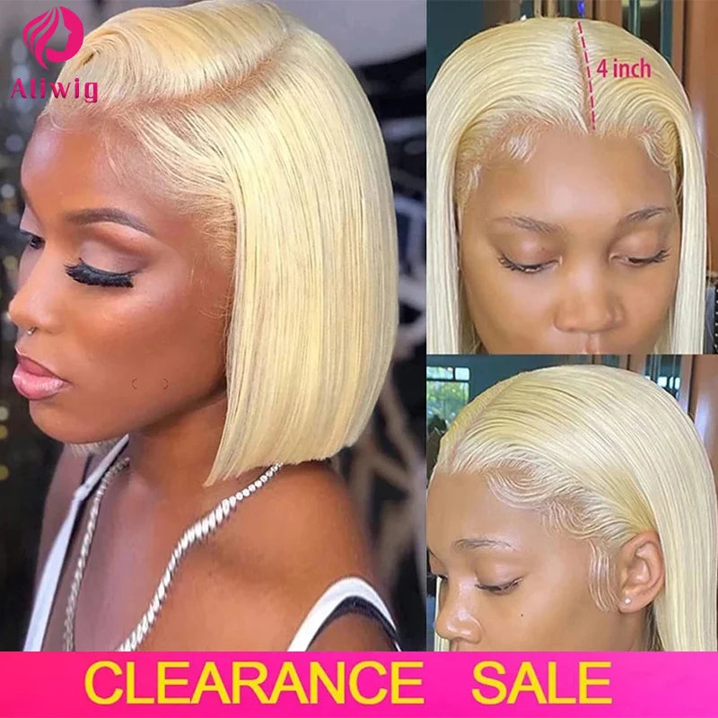613 Bob Honey Blonde Lace Front Human Hair Wigs For Women Human Hair Remy Brazilian Cheap 13x4 Straight Short Bob Wig 10 14 Inch