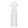 Elegant Jumpsuits & Rompers for Women O Neck Lace Patchwork Short Sleeve Sashes High Waisted Luxury Birthday Party Dinner Outfit