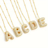 Cubic Zirconia Gold Plated  Bubble Alphabet Letter Necklace Monogram Necklace Balloon Initial Necklace Gifts for Women Girls