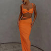 Nibber Sexy Women 2 Piece Set Bandage Ruched Square Collar Bra+Skinny Long Skirts 2025 Summer Vacation Beach Party Trend Suits