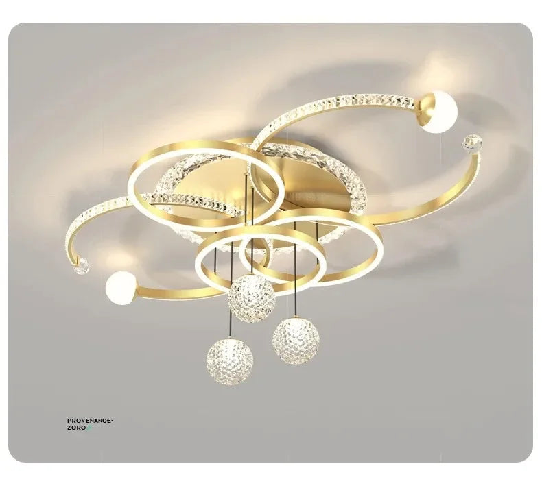 Modern Minimalist LED Ceiling Light Personalized Creative Ring Living Room Lights Gold Atmosphere Bedroom Study Chandelier