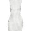 Kliou Stunning Stacked Mini Dress Women Sexy Solid Mock Neck Sleeveless Draw String Bodycon Party Clubwear Elegant Female Skirt