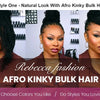 Afro Kinky Bulk Braiding Hair Extensions – Rebecca Fashion Lightweight, Natural Colors for African Braids & Casual Wear