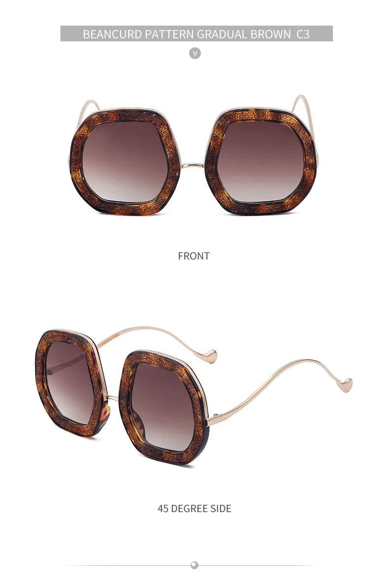 Oversized Luxury Diamond Shiny Sunglasses Women Irregular Round Crystal Sun Glasses Men UV400 Shades Eyewear Polygonal Sunglass