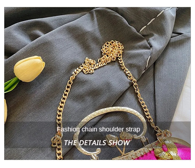 2024 Luxury Women Gold Green Chain Messenger Bags PU Leather Shoulder Bags Shell Clip Designer Handbag And Purse Wedding Clutch