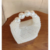 European and American style new beaded handbag Summer women's pearl bag hand woven wrist bag Fashion temperament handbag