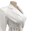 FANAN Elegant Women Double Breasted Tassel Hem and Long Sleeve Notched Collar Lace Waist Patchwork Blazer Dress Vestidos 2022