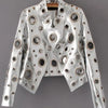 Lautaro Runway Cut Out Short Faux Leather Jacket Golden Rivet Cool Stylish Designer Clothes Women European American Fashion 2022