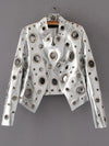 Lautaro Runway Cut Out Short Faux Leather Jacket Golden Rivet Cool Stylish Designer Clothes Women European American Fashion 2022