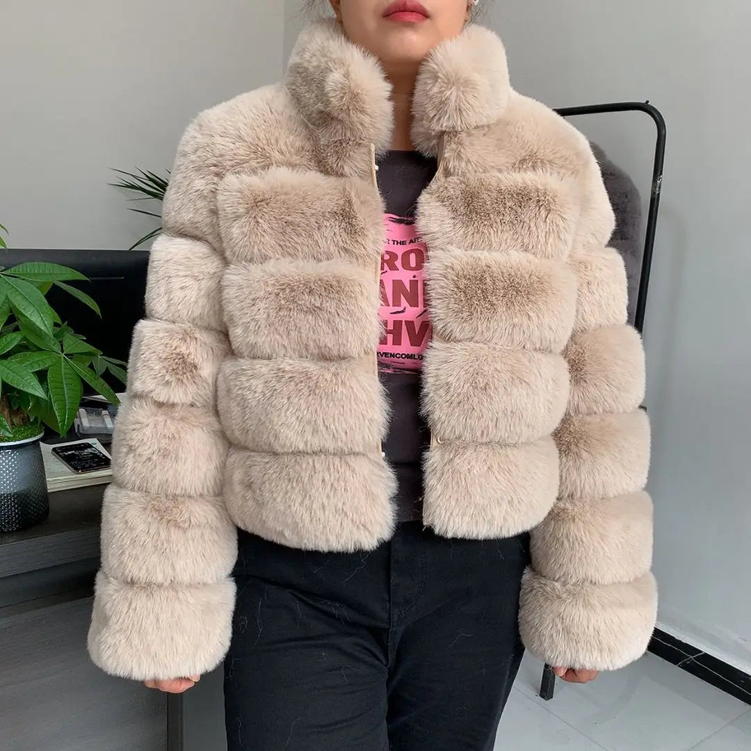 Damenmode Kunstpelzmantel superheiß Herbst Winter Damen kurze Kunstfuchsjacke flauschig hohe Qualität 7XL Damen Pelzmäntel