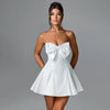 Sexy Strapless Bow Short White Dress Womens Off Shoulder A-line Luxury Black Mini Dresses Elegant Backless Gowns Birthday 2025