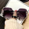 New Borderless Metal Sunglasses Women's Decorative Diamond Sun Glasses Women Luxury Brand Designers Eyewear UV400 Gafas De Sol