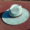 Fedora hat nubuck leather elastic webbing concave top wide brim hat for men and women autumn and winter hat  sombrero hombre
