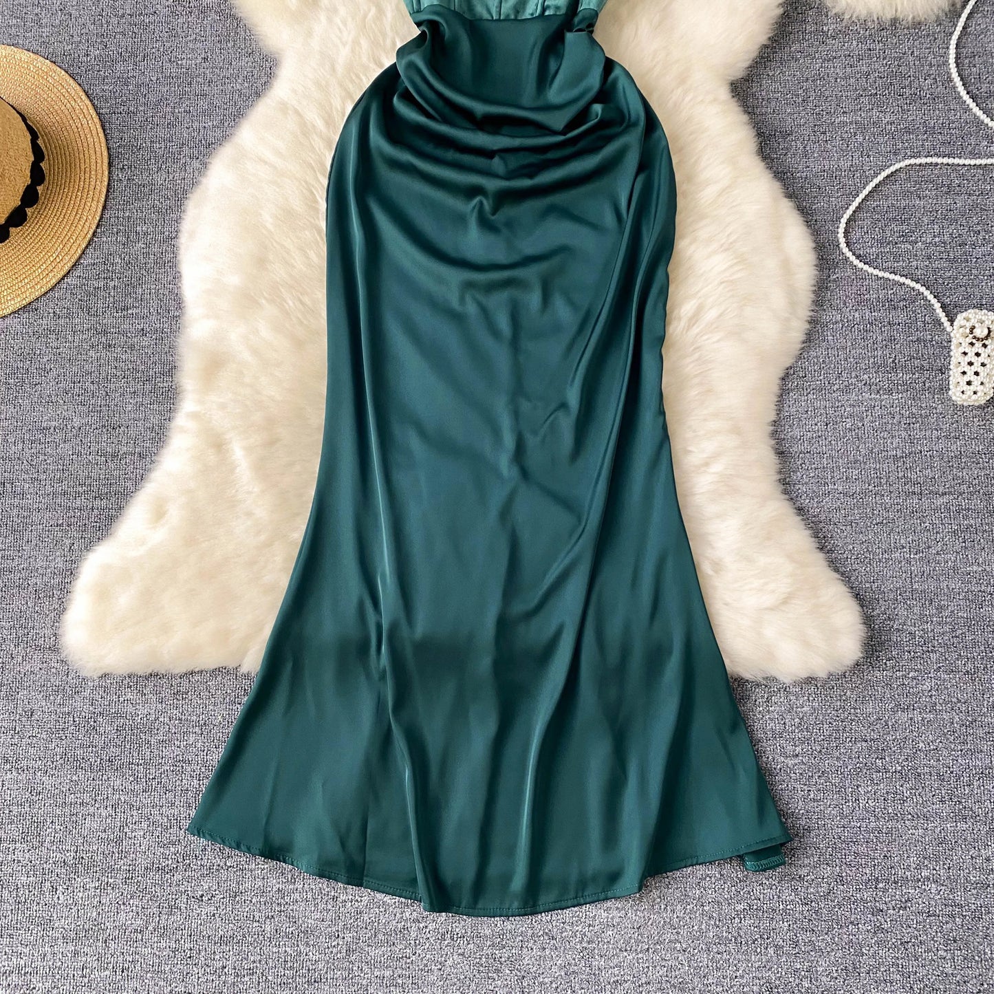 SINGREINY Evening Party Senior Slim Dress Women Spaghetti Strap Backless Zipper Sleeveless Bodycon 2024 Newest Satin Long Dress
