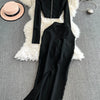 Faionable Diamond Embellied Wrap Skirt Set ort Top Long Dr Slimming High Collar Long Sve Zipper Two Piece Set