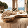 French light luxury semi-circular curved villa living room creative sofa cream special-shaped solid wood