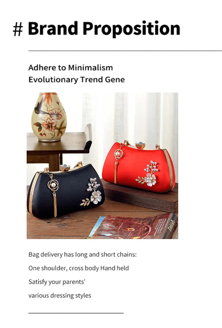 2025 New Women Handmade Flowers Clutch Handbags Wedding Evening Wallets Party Dinner Purse For Ladies 4 Colors