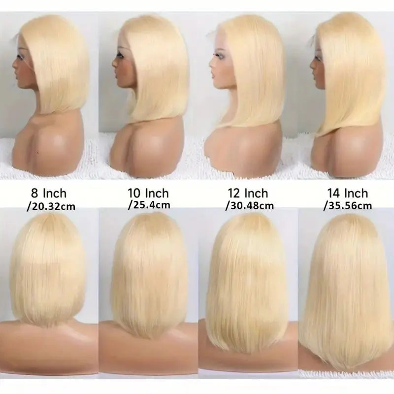 613 Blonde Bob Wig Human Hair 13x4 Transparent Lace Front Wigs Human Hair Pre Plucked with Baby Hair 8-16 Inch Short Bob Wigs