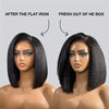Peruvian Kinky Straight Wig Glueless Short Bob Wigs Human Hair 13X4 Yaki Straight Lace Front Wig Pre Plucked Closure Wig 180%