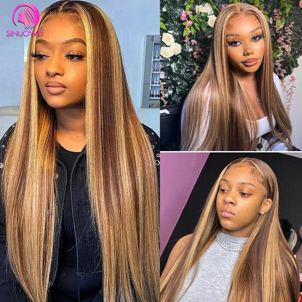 P4/27 Color Highlight Wigs 13x4 Lace Frontal Wig For Women Straight Lace Front Human Hair Wigs Preplucked Wig 100% Human Hair