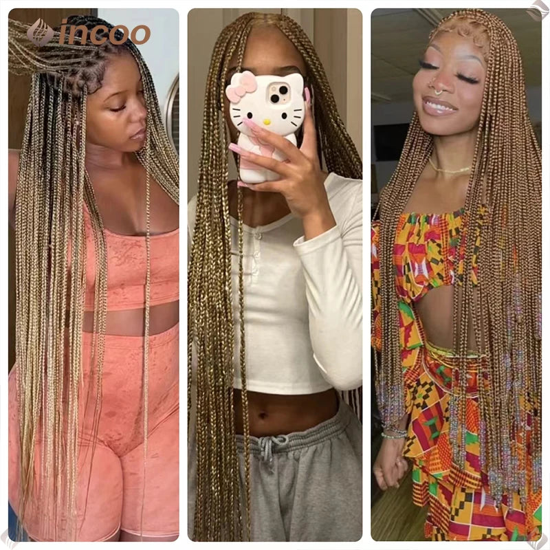 Synthetic Braided Wigs For Black Women Full Lace Wig Braid African Knotless Box Braids Hair Lace Front Wigs Cheap Cornrow Braids
