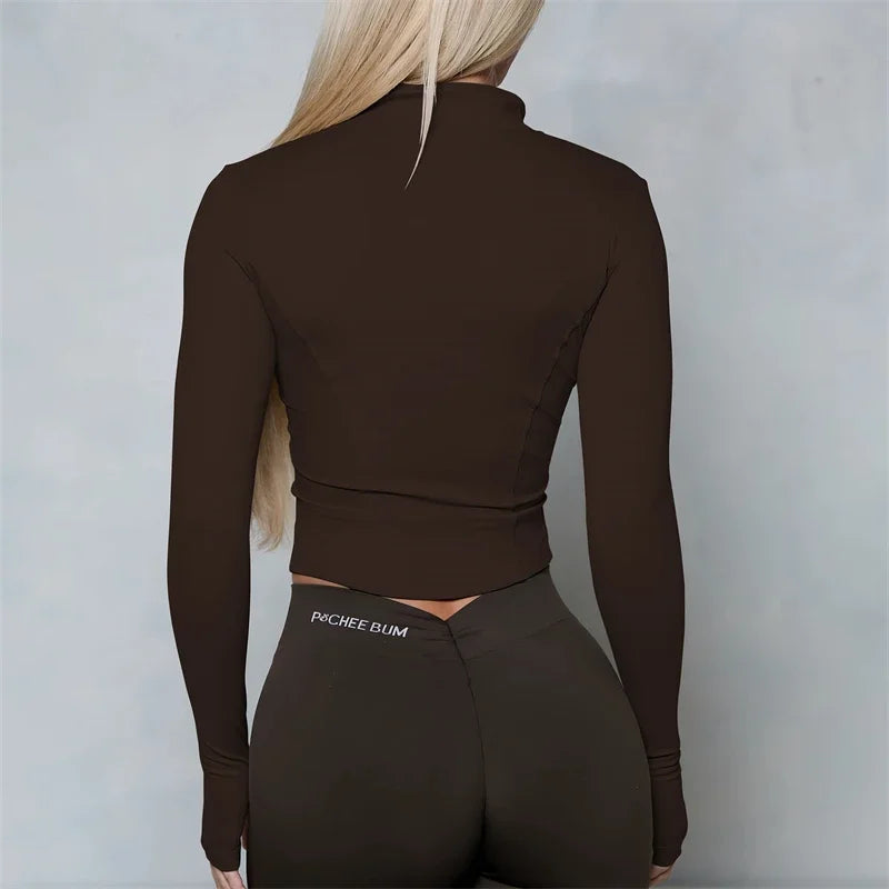 Women BUM New Sculpting Jacket Running Elasticity Yoga Jacket Slim Top Coat Women's Sports Jacket Gym Long Sleeves Women Zipper