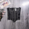 Women's Evening Corset Rhinestone Lace-up Corset Underbust Mesh Bustier Crop Top Bodices Sexy Lingerie Women Body Shaper
