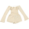 2025 Spring Women's Clothes Above Knee Sexy Knit Rib Romper One Piece Off Shoulder Long Sleeve Skinny Short Jumpsuits Playsuits
