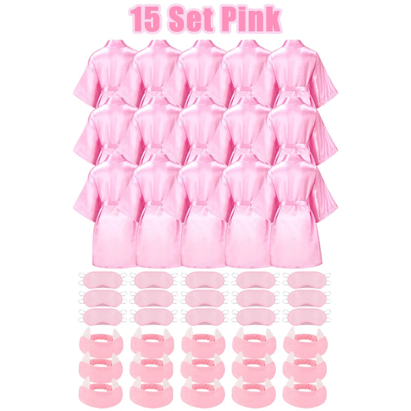 10/12/15/18 Sets Spa Party Favors Robe for Girls Kids Birthday Kimono Robe Satin Robe for Slumber Party DIY Birthday Squad Robes