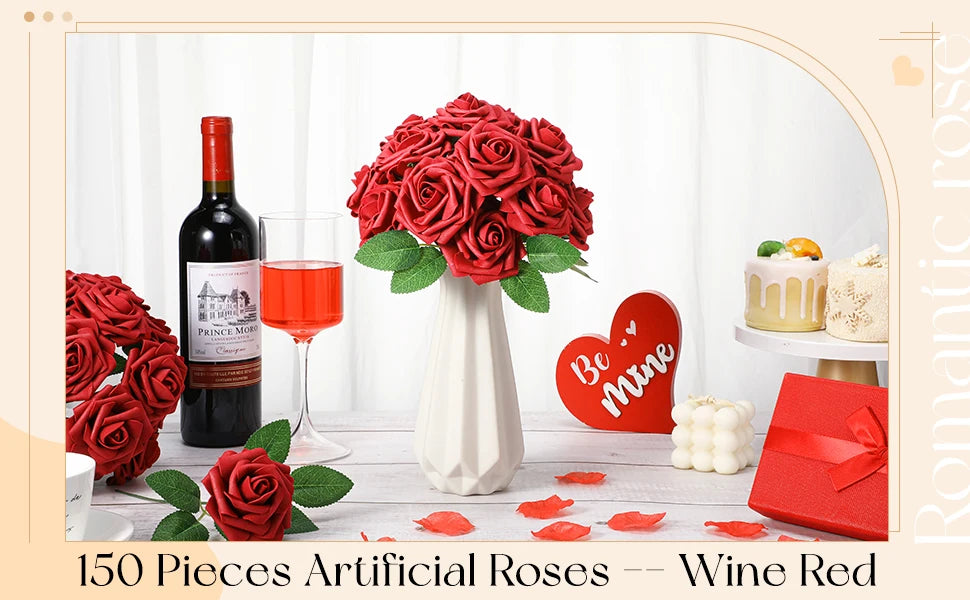 50-200PCS Artificial Roses Flowers Foam Flowers with Stems Fake Roses for DIY Wedding Bouquets Centerpieces Valentine's Day
