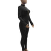 Women's Bodycon One-piece Jumpsuit Long Sleeved Big Zipper Female Casual Sport Workout Skinny Activity Wear Overalls Tops
