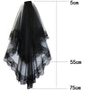 2 Tier Black White Flower Lace Edge Bridal Veils with Comb Elegant Vintage Wedding Cosplay Performance Hair Accessories