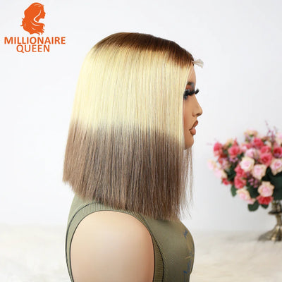 Vietname Super Double Drawn Bone Straight 2x6 Bob Wig with 100% Human Hair Candy color 250% Density For Black Women