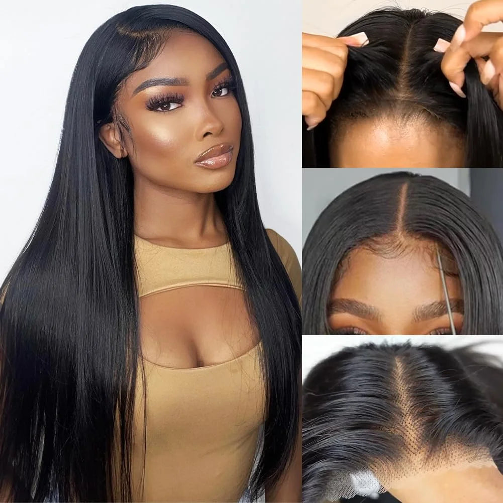 Glueless Wig Human Hair 6X4 5X5 Pre Cut Lace Closure Human Hair Wigs Brazilian Ready To Wear Straight Lace Wig Human Hair 180%