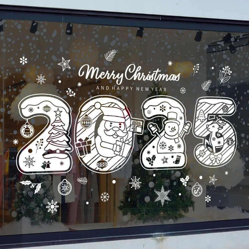 Santa Snowman Christmas Window Stickers Wall Decals New Year 2025 Christmas Home Decor Merry Christmas Xmas Decorations Gifts